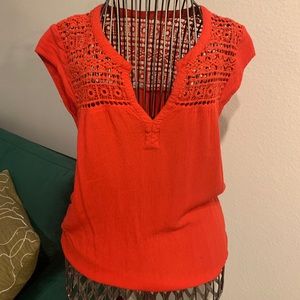 Red crochet detail blouse size S